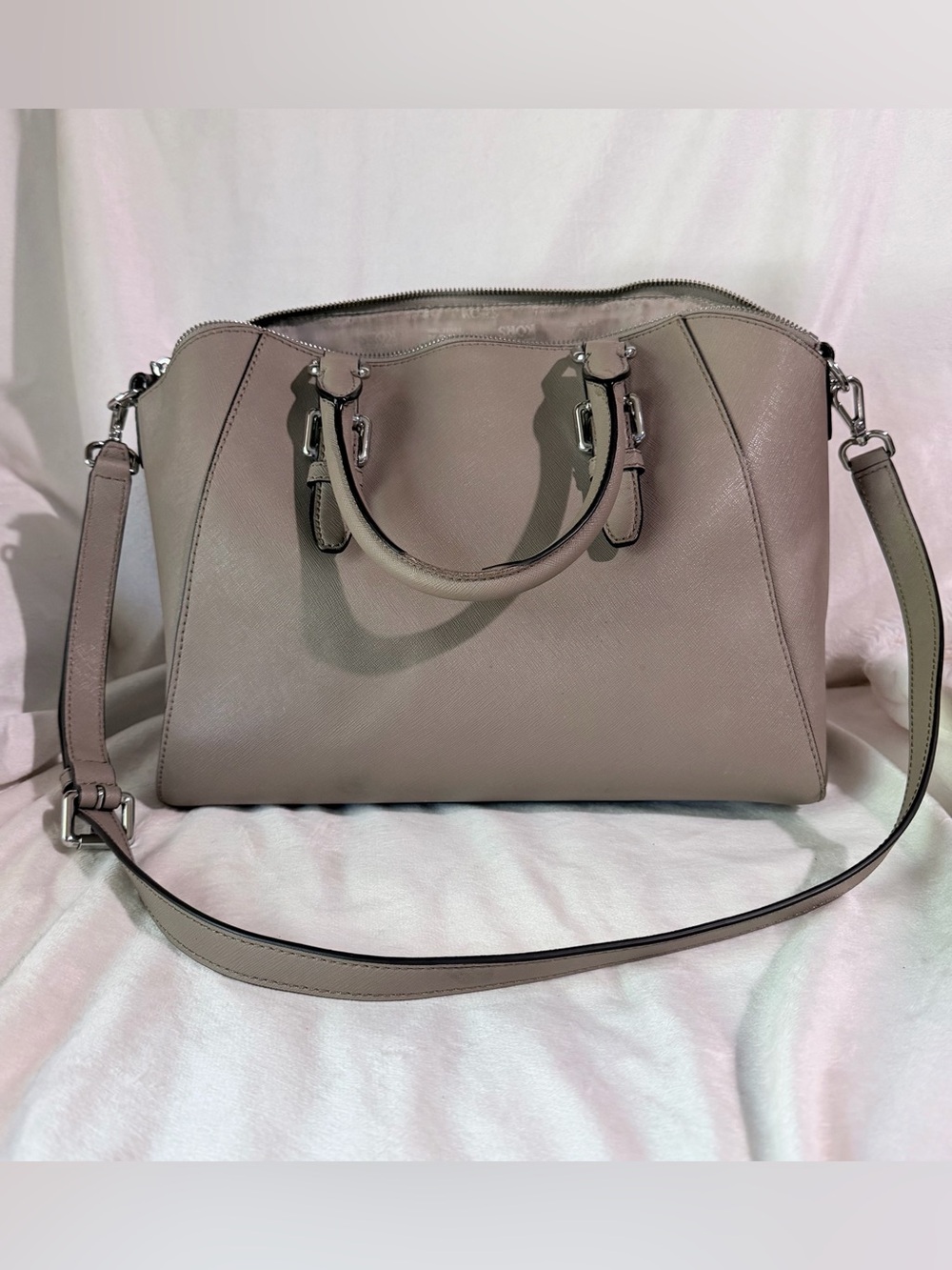 Michael Kors Taupe Saffiano Leather Satchel Bag/Crossbody - Picture 2 of 9